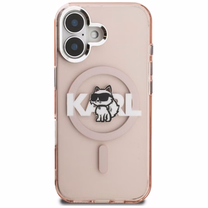 Karl Lagerfeld IML Choupette Sketch Logo MagSafe Dėklas iPhone 16 - rožinis