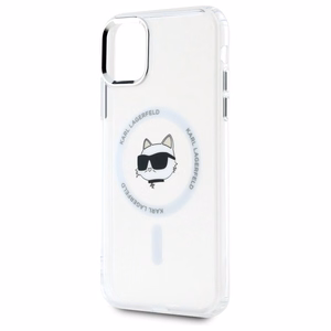 Karl Lagerfeld IML Metalinė Choupette galva MagSafe dėklas iPhone 11 - baltas