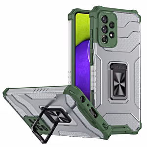 Kristalinis žiedinis dėklas su stovu tvirtas apsauginis dangtelis Samsung Galaxy A72 4G žalias