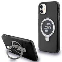 Karl Lagerfeld Magnetinis dėklas telefonui su žiediniu stovu Karl&Choupette MagSafe iPhone 11 / Xr - juodas