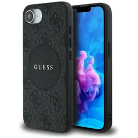 Guess 4G Circle Classic Logo Magnetinis dėklas telefonui iPhone 16e - juoda