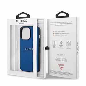 Guess Saffiano dirželis dėklas telefonui iPhone 13 Pro Max 6.7" - mėlynas