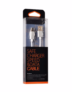 Kabelis Magnetinis Tipas 1 - USB į Micro USB - su nuimamu kištuku 1 metras SIDABRINIS (blisterio pakuotė)