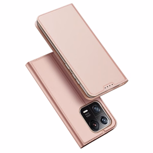 Dux Ducis Skin Pro dėklas telefonui Xiaomi 13 Pro su kortelių laikikliu ir stovu rožinis