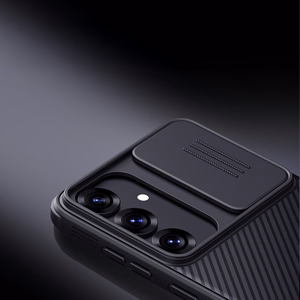 Nillkin CamShield Pro dėklas telefonui Samsung Galaxy S25 su kameros dangteliu - Juodas