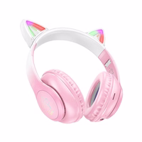 HOCO belaidės Bluetooth ausinės W42 Cat Ear rožinės