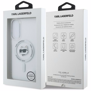 Karl Lagerfeld Choupette MagSafe dėklas Samsung Galaxy S25 Edge, baltas