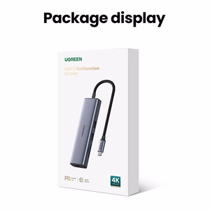 Ugreen CM512 15598 6in1 šakotuvas USB-C - 3x USB-A 3.0 / HDMI / RJ45 / USB-C PD - pilkas