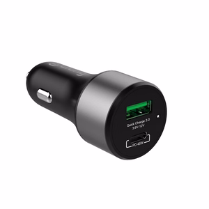 Crong Power 63 W automobilinis įkroviklis su USB-C PD 45 W ir USB-A QC 3.0 18 W jungtimis, juodas
