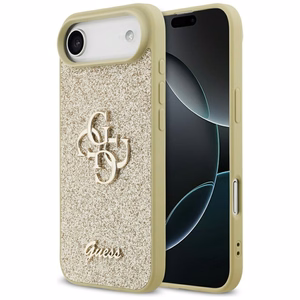 Guess Fiksuotas Blizgus Didelis 4G dėklas telefonui iPhone Air - auksinis