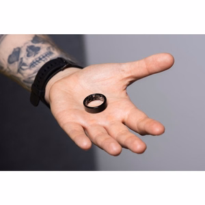 Smart Ring R11M - išmanusis žiedas iš plieno su įkrovimo stotele dydis 8 (18,1mm) juodas