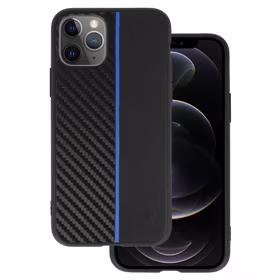 Tel Protect CARBON dėklas telefonui Iphone 11 Pro juodas su mėlyna juostele