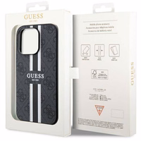 GUESS dėklas IPHONE 14 Pro Max suderinamas su MagSafe GUHMP14XP4RPSK (4G atspausdintos juostos) juodas