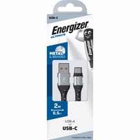 Energizer Ultimate - USB-A to USB-C connecting laidas 2m (sidabrinis)