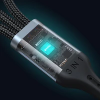 BWOO 3-in-1 Kabelis USB - USB-C, Lightning, Micro USB 1m 3A X274 juodas