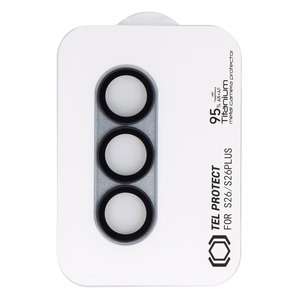 Grūdintas stiklas Tel Protect 95% AR+AF Full Metal Camera Protector ant kameros skirtas Samsung Galaxy S26/S26 Plus šviesiai mėlynas (kameros sala)