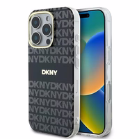 DKNY Kartojamas tekstūros raštas su juosta dėklas iPhone 16 Pro Max - juodas