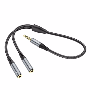 Kabel AUX 2w1 Jack 3,5 mm (męski) do 2 x Jack 3,5 mm (żeński) Hoco 0,25 m UPA21 pilkas (SC)