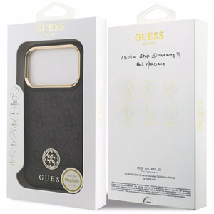 Guess 4G Strass Logo magnetinis dėklas telefonui iPhone 17 Pro - juodas