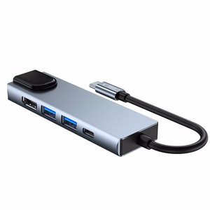 HUB Tech-Protect V3 5in1 USB-C - USB-A 3.0 / USB-A 2.0 / USB-C / HDMI / RJ45 - pilkas