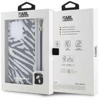 Karl Lagerfeld IML Zebra rašto ir virvelės dėklas telefonui iPhone 15 Pro Max - juodas