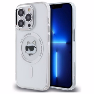 Karl Lagerfeld IML Metalinė Choupette galva MagSafe dėklas iPhone 14 Pro - baltas