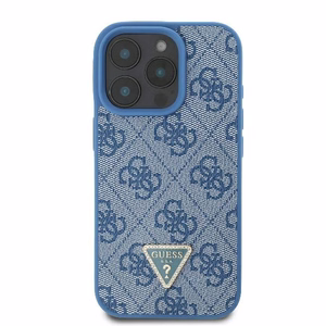 Guess Odinis Metalinis Logotipas Strass Kryžminis dėklas iPhone 16 Pro Max - mėlyna