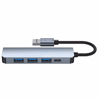 HUB Tech-Protect V0 5in1 USB-A - USB-A 3.0 / 3x USB-A 2.0 / USB-C - pilkas