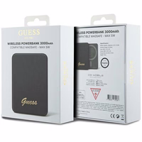 Magnetinė išorinė baterija Guess MagSafe Metal Script Logo 5W 3000mAh (juoda)