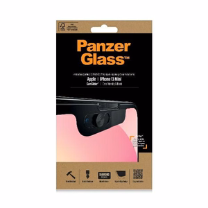 PanzerGlass E2E Microfracture grūdintas stiklas iPhone 13 Mini CamSlider antibakterinis juodas