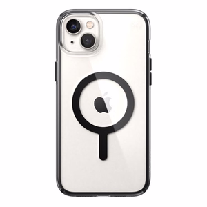 Speck Presidio Perfect-Clear with Impact Geometry + MagSafe case for iPhone 15 Plus / 14 Plus, with Microban antimicrobial protection, Clear / Black