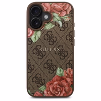 Guess GUHMP16SP4ROPEMCW iPhone 16 6.1" rudas/rudas kietas dėklas 4G Gėlių Raštas Magnetinis