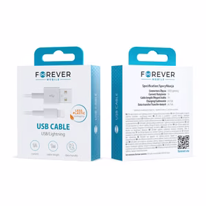 "Forever" kabelis USB - "Lightning" 1,0 m 1A baltas