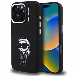 Чехол Karl Lagerfeld Silicone Karl Sketch MagSafe для iPhone 16 Pro чёрный