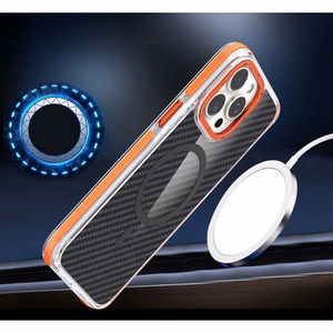 FIBER Dėklas comapitble with MagSafe for XIAOMI Redmi Note 15 Pro 4G oranžinis