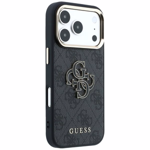 GUESS GUE005481 (PU FW Resin Logo) dėklas, skirtas iPhone 18 Pro / 17 Pro, spalva – juoda