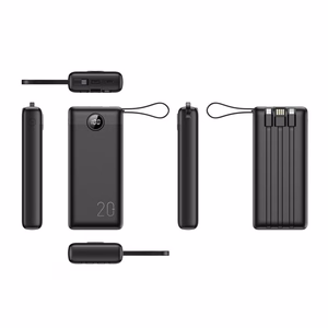 VEGER Išorinė baterija 20000 mAh su įmontuotu kabeliu Micro USB / Type C / Lightning C20 (W2047 / W2059) juoda