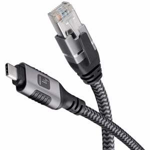 Techly ICOC U3C-RJ45-010 tinklo laidas Sidabrinis, Juodas 1 m Cat6 F/UTP (FTP)