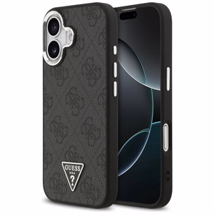 GUESS dėklas telefonui (m) IPHONE 17 suderinamas su MagSafe PU 4G W/Triangle Logo SL - juodas