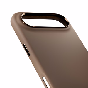 Pure Icon Magnetinis Pro skystas silikoninis dėklas iPhone 17 Air, MagSafe suderinamas, su kameros apsauga ir aliuminio mygtukais - rudas