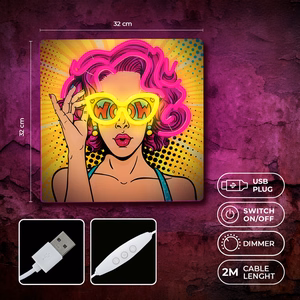 Neon ART LED POWER WOMAN geltonas-violetinis FLA02 Forever Light