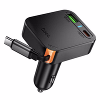 Įkroviklis automobilinis Hoco NZ18 (1xUSB; 1xUSB-C; 65W) + USB-C laidas juodas