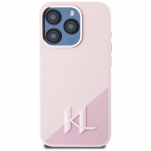 Karl Lagerfeld Silikoninis Shadow Metal Initial MagSafe dėklas telefonui iPhone 15 Pro Max rožinis