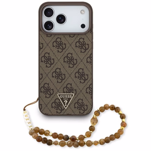 Guess 4G Strap Triangle Logo Magnetinis dėklas telefonui iPhone 17 Pro Max - ruda