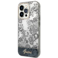 Guess GUHCP14LHGPLHG iPhone 14 Pro 6.1 pilkas / pilkas kietasis dėklas Porcelain Collection