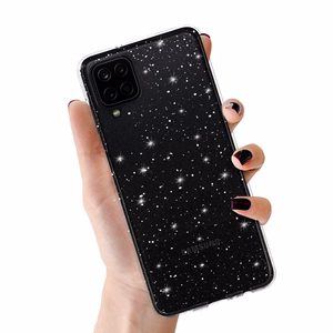 Sidabrinis Kristalinis blizgučių dėklas Samsung Galaxy A12