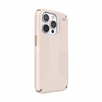 Speck Presidio2 Grip - iPhone 15 Pro dėklas (Bleached Bone / Heirloom auksinis / Hazel rudas)