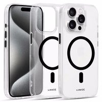 Liavec Blizgus Magnetinis Skaidrus dėklas telefonui Iphone 15 Pro Max juoda