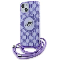 Karl Lagerfeld IML Crossbody Monogram Karl & Choupette Head Magnetinis dėklas iPhone 15 / 14 / 13 - violetinis
