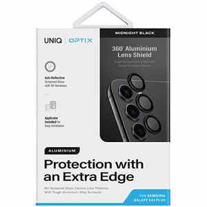 Защита объектива камеры Uniq Optix Aluminum для объектива камеры Samsung Galaxy S24+ с аппликатором - черная
